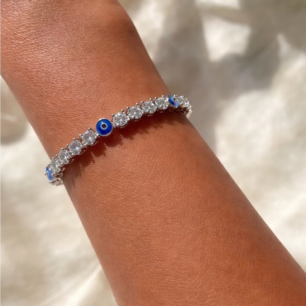 Evil eye  Silver and Blue Bracelet